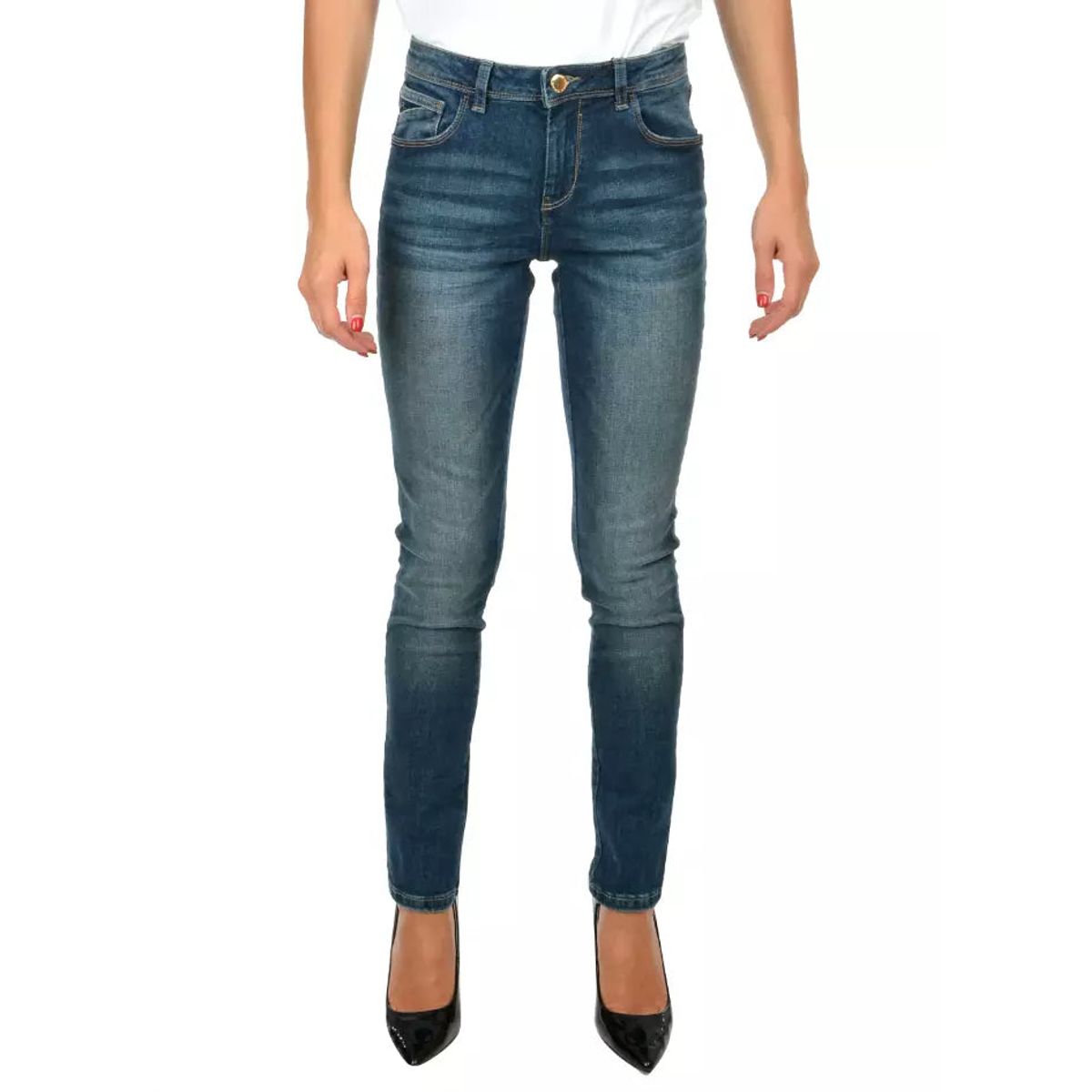 Yes Zee Blue Cotton Women Jeans