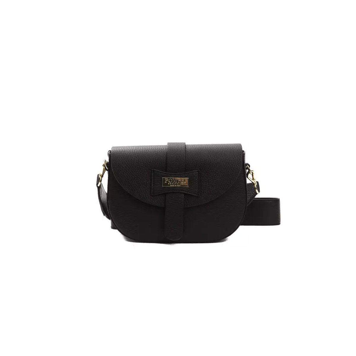 Pompei Donatella Black Leather Dame Crossbody Bag