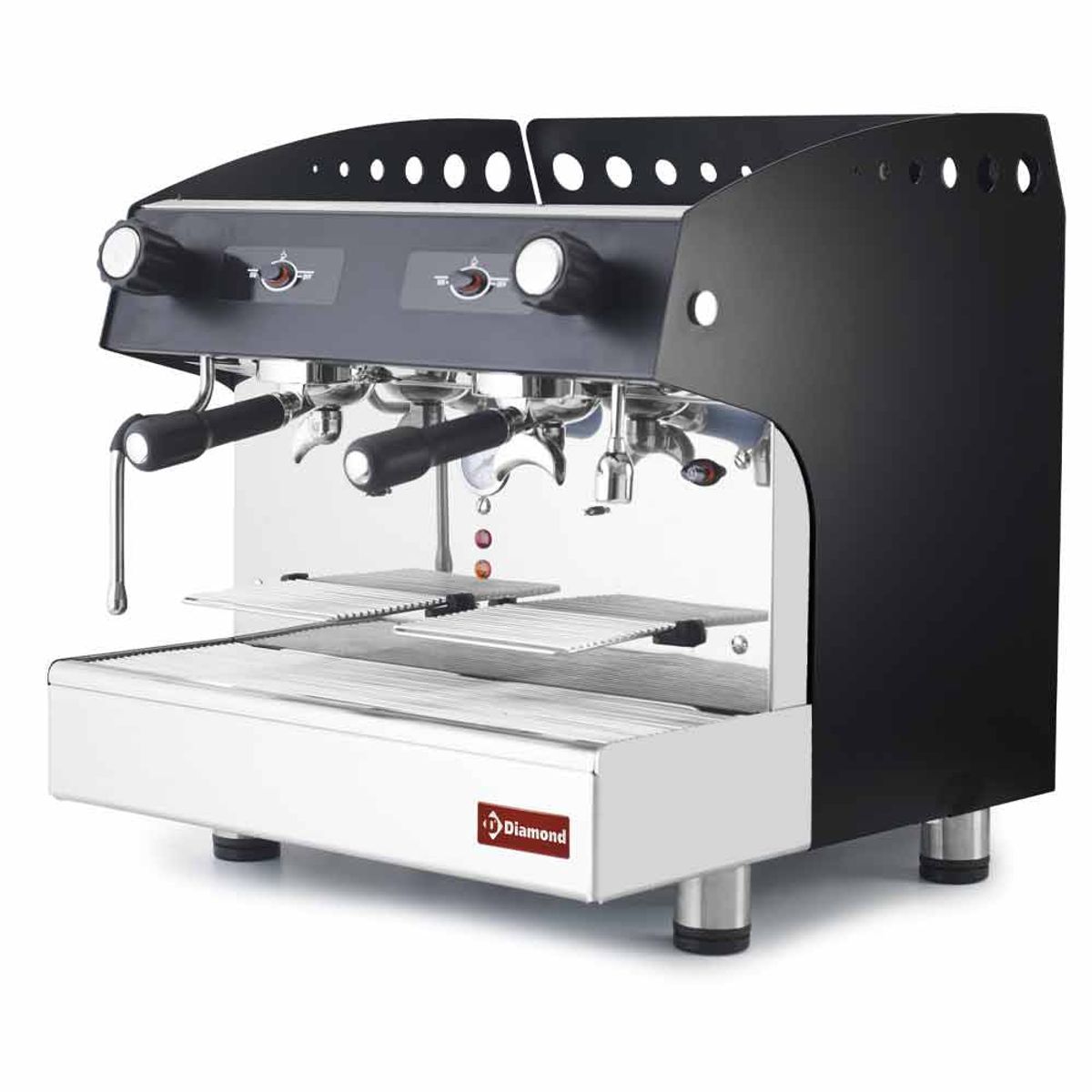 Halvautomatisk espressomaskine kaffemaskine 2 grupper - SORT