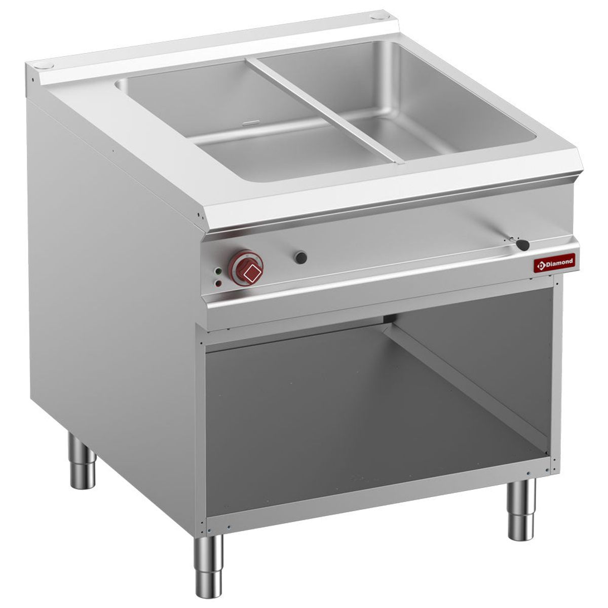 El-bain marie 8x GN 1/3-150 mm, åbent skab