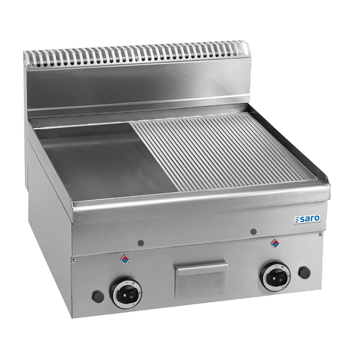 SARO Gasgrillplade 1/2 Glat 1/2 Ribbet 1000x600 Model GFT66LR