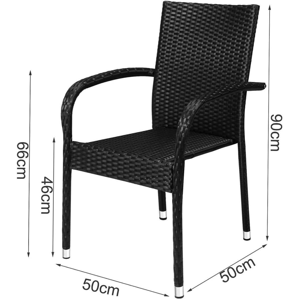 Bistrostole - Sort - Polyratan - 4 stk (findes i flere farver)