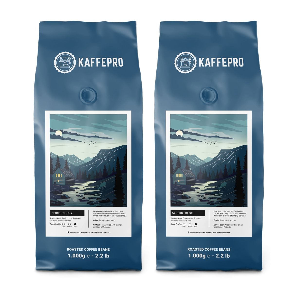 Kaffepro Nordic Dusk - Kaffepakke: 2 x 1kg Kaffebønner - 2 x 1kg