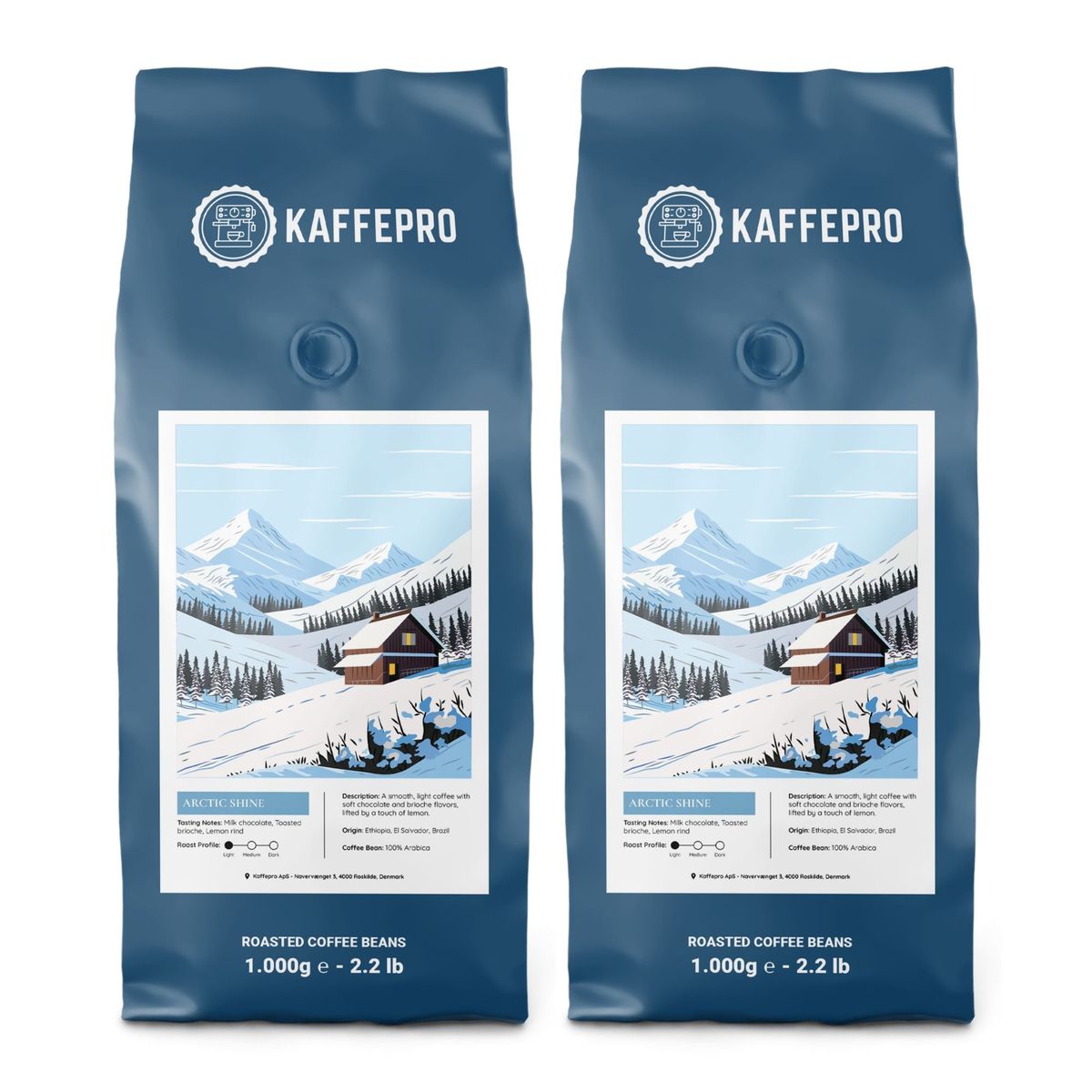 Kaffepro Arctic Shine - Kaffepakke: 2 x 1kg Kaffebønner - 2 x 1kg