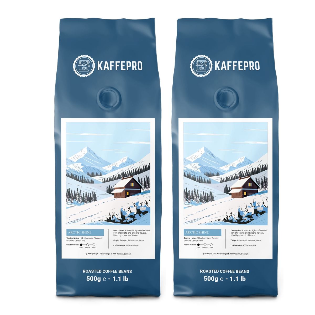 Kaffepro Arctic Shine - Kaffepakke: 2 x 500g Kaffebønner - 2 x 500g