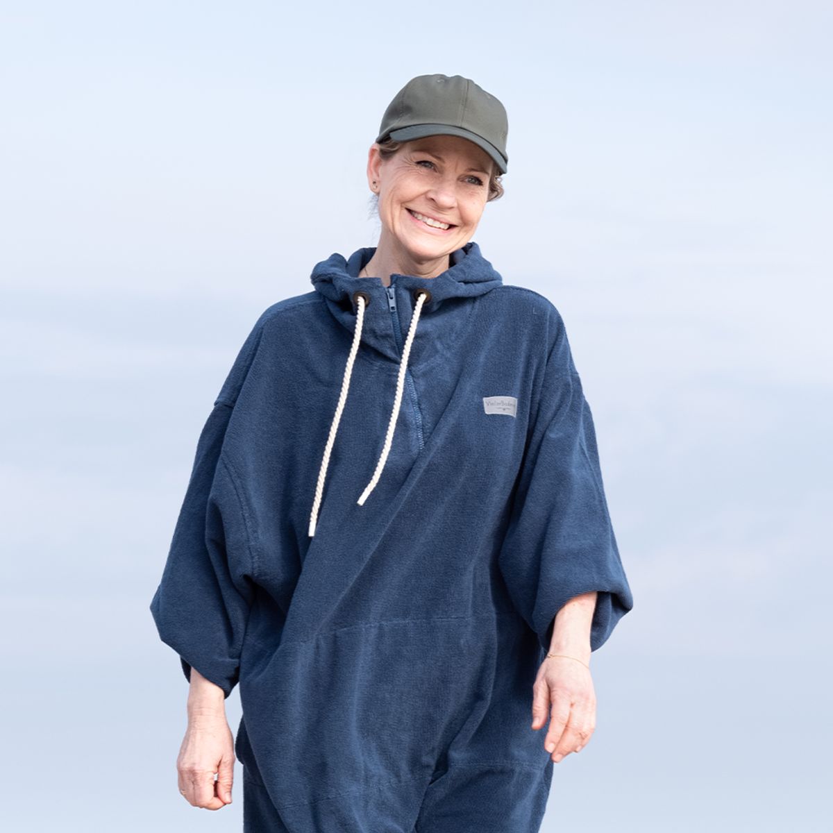 Badeponcho Skagen til voksne - blå - Small - Medium - Large 38/40/42