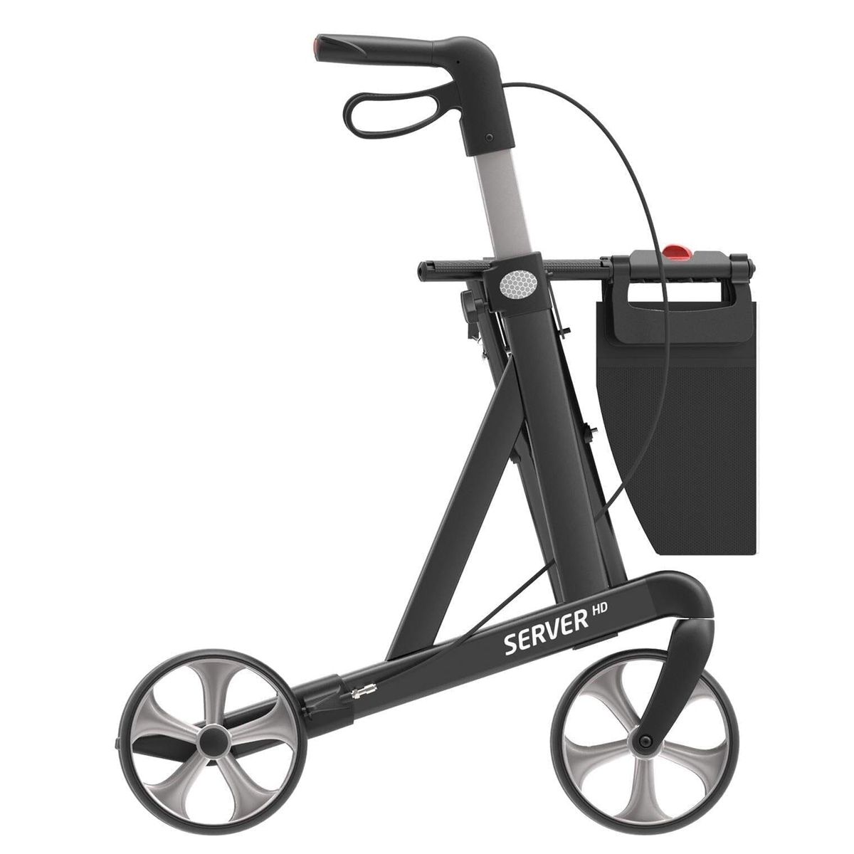 SERVER HD - ekstra bredt sæde på 55 cm. 2 størrelser. Letvægts rollator. Punkterfrie soft-hjul.