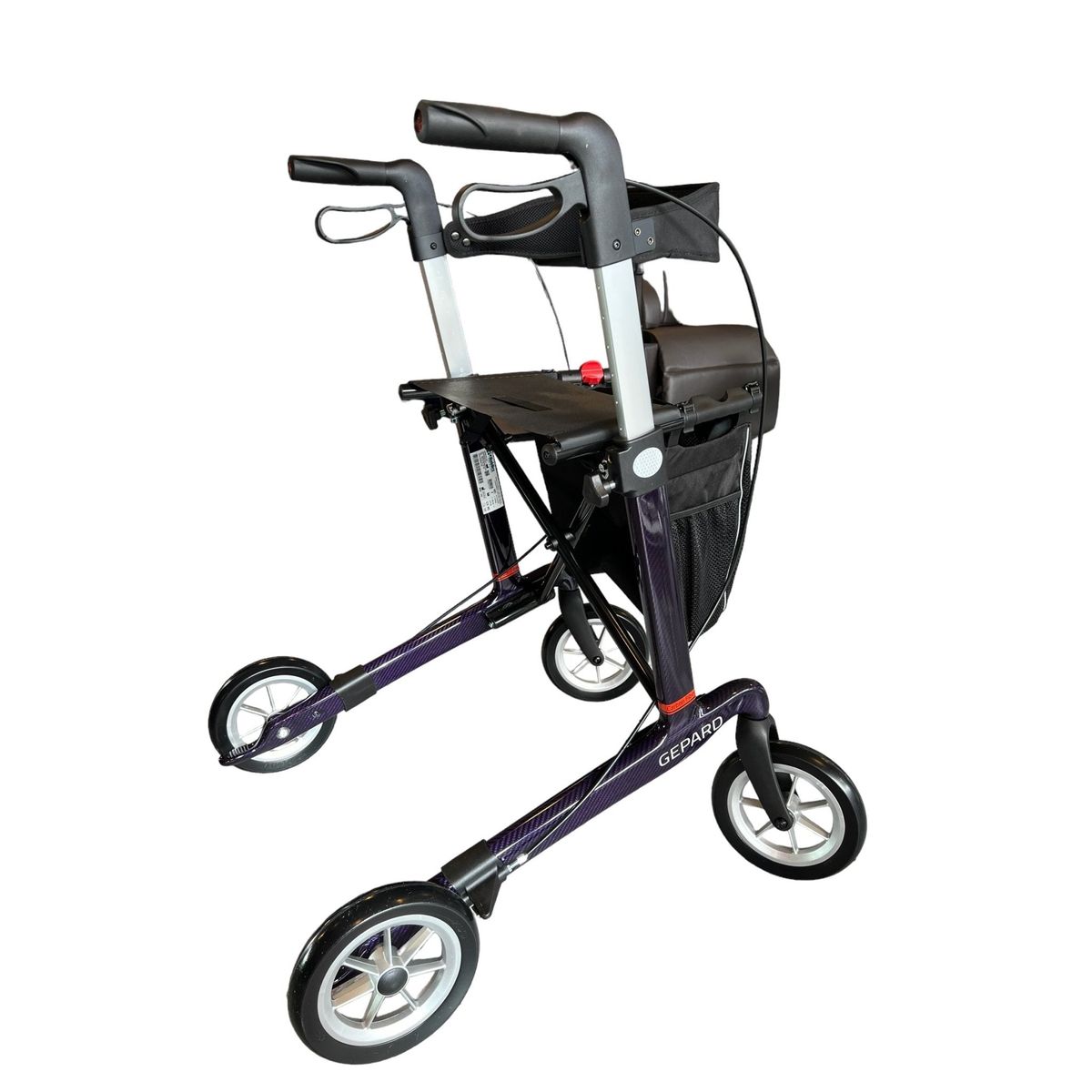 Ultra let kulfiber rollator - Smuk dyb LILLA. Kun 5,5 kg. Sammenklappelig & transportabel