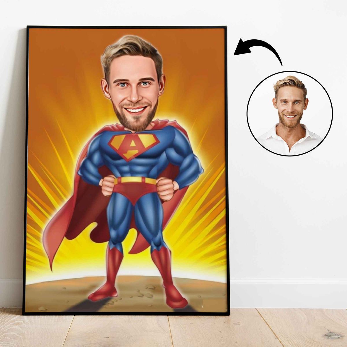 Superhelt tema32 (1 person) - karikaturtegning efter dine fotos