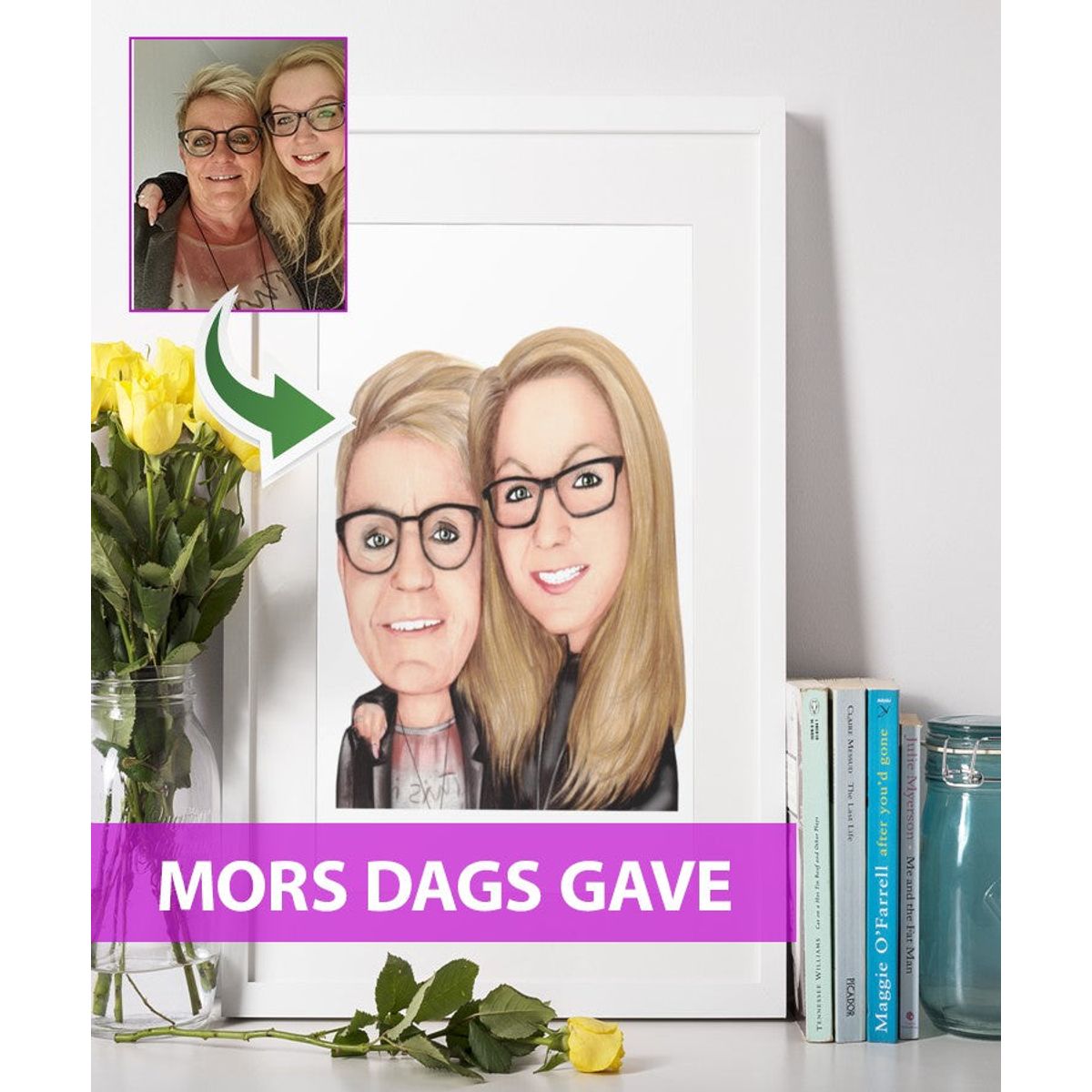 Mors Dags Gave - karikaturtegning efter dine fotos