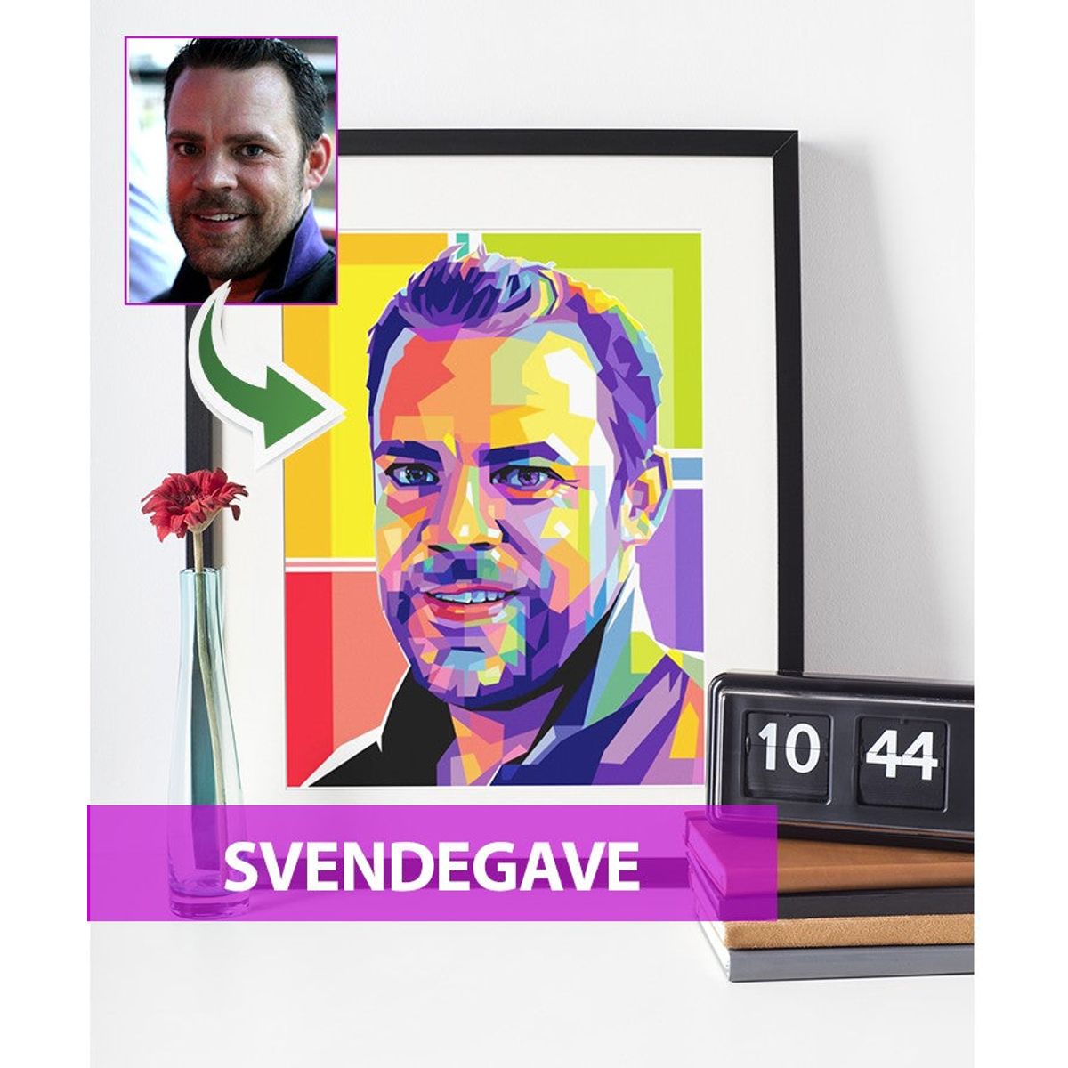 Svendegave - pop art tegning efter dine fotos