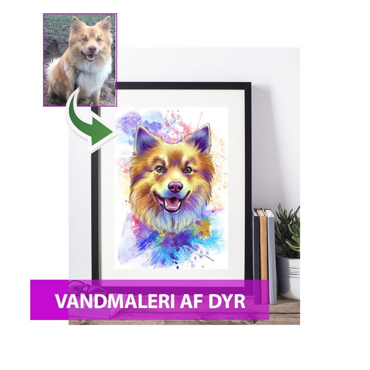 Vandmaleri af dyr - maleri efter dine fotos