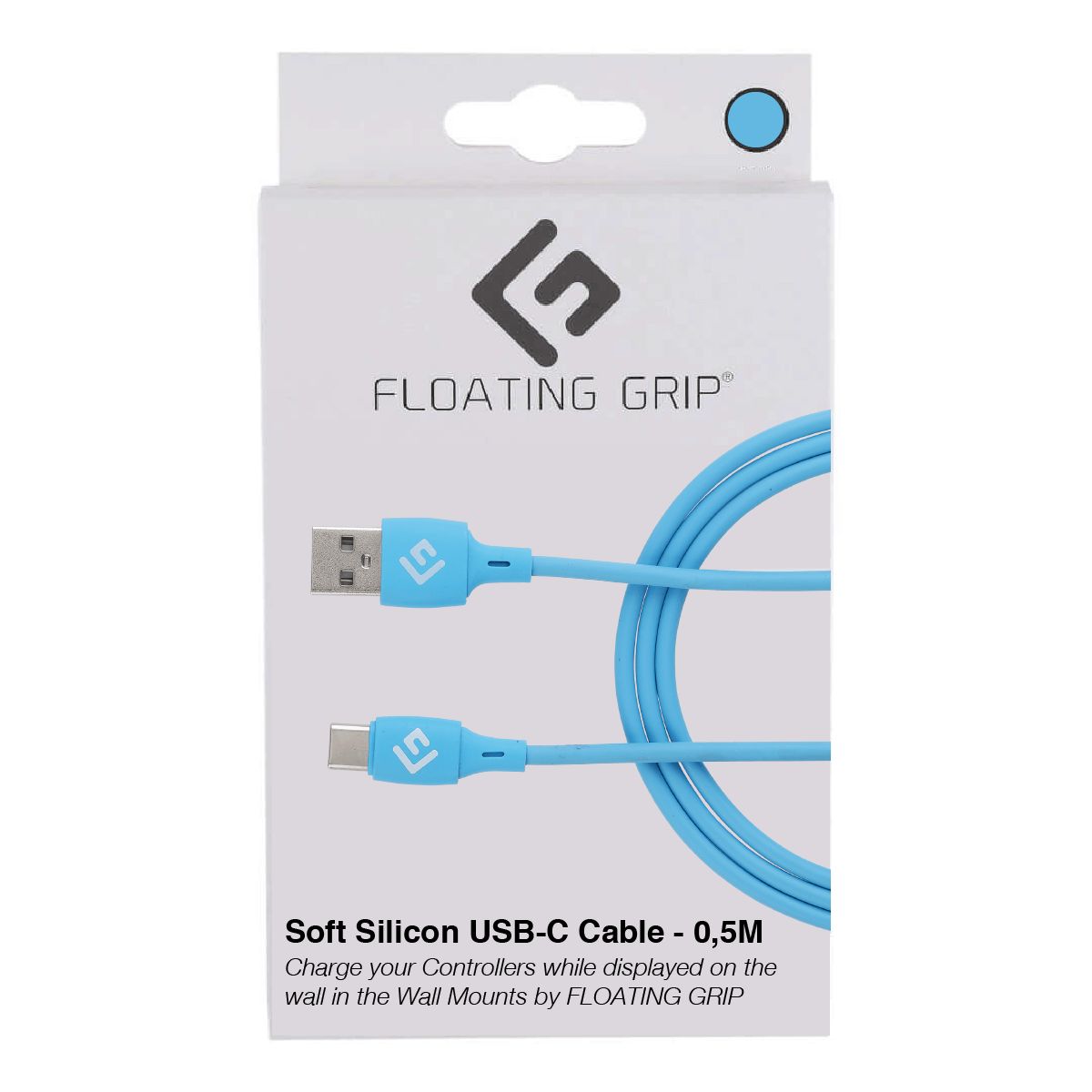 Floating Grip 0,5M Silicone USB-C Cable (Blå)