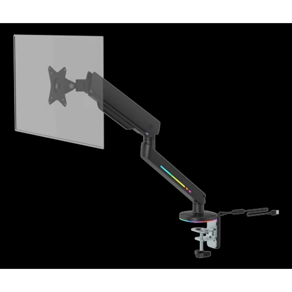 Premium RGB Single Monitor Arm - Sort - Justerbar - 17-32"