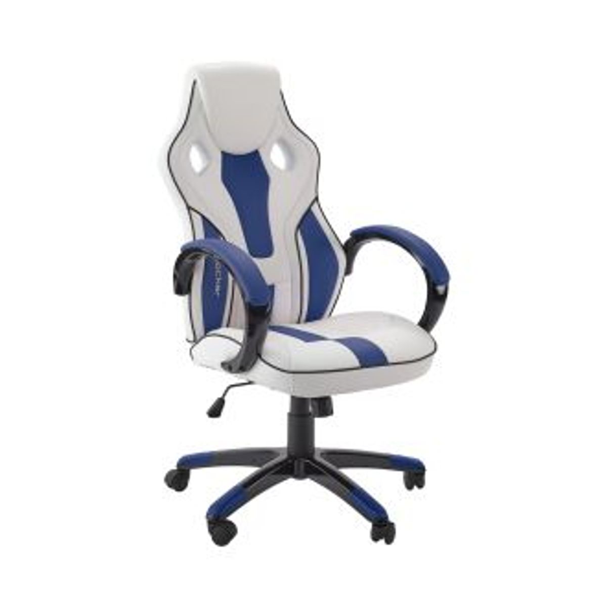 XROCKER MAVERICK HEIGHT ADJUSTABLE OFFICE GAMING CHAIR - WHITE AND BLUE