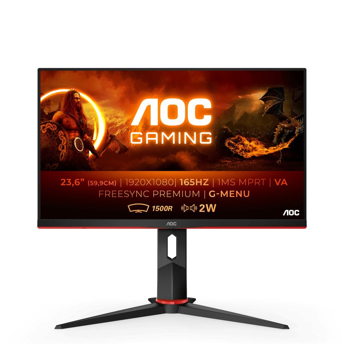 AOC Gaming C24G2AE/BK 24 1920 x 1080 VGA (HD-15) HDMI DisplayPort 165Hz Pivot Skærm