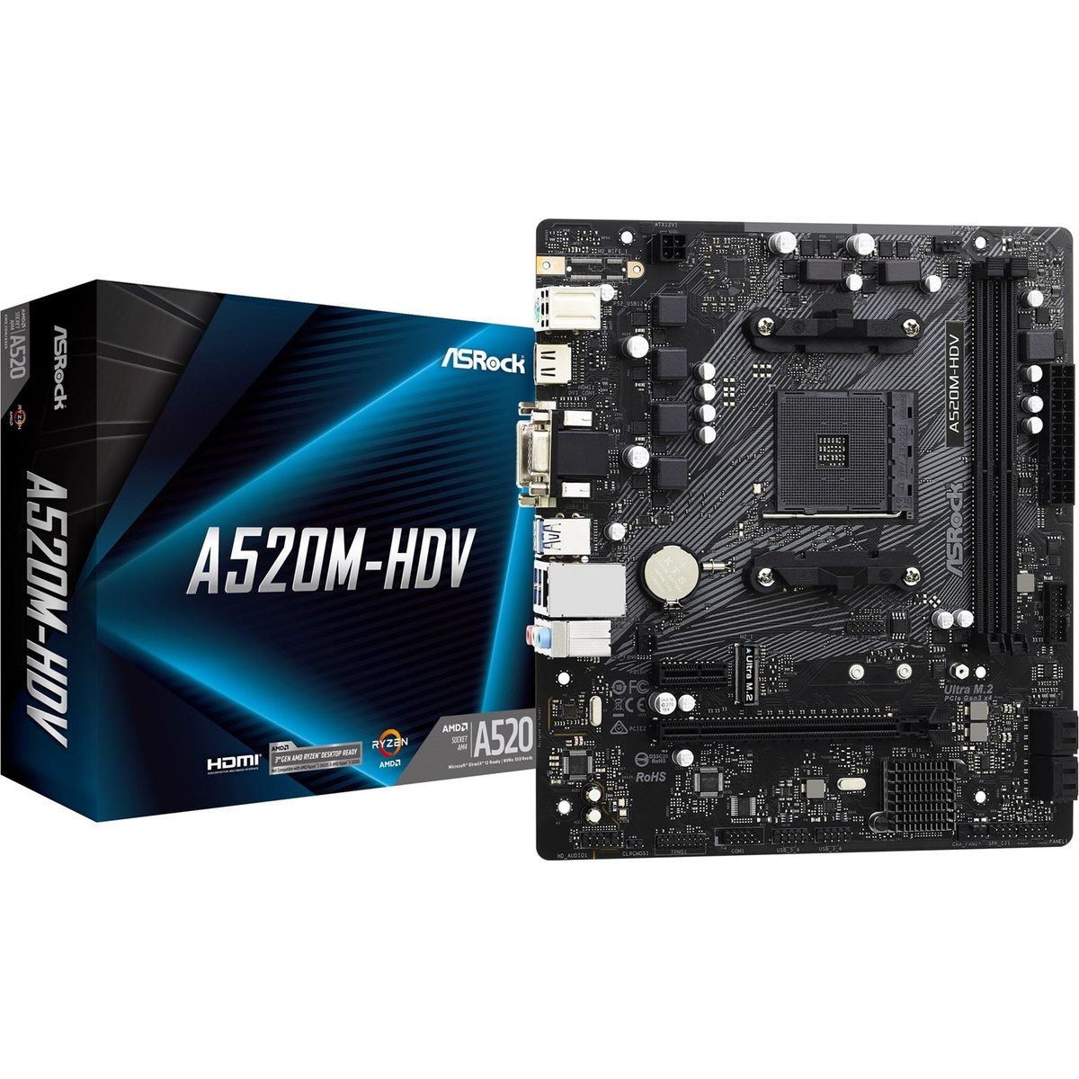 ASRock A520M-HDV Micro-ATX AM4 AMD A520 - Bundkort