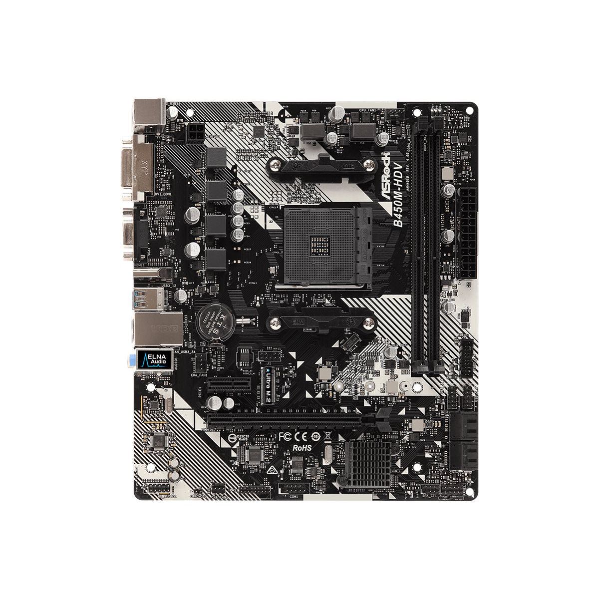 ASRock B450M-HDV R4.0 Micro-ATX AM4 AMD B450 - Bundkort