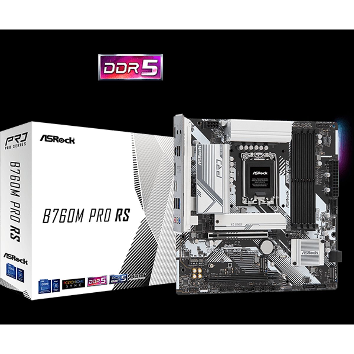 ASRock - B760M Pro RS, mATX DDR5 LGA1700 - Bundkort