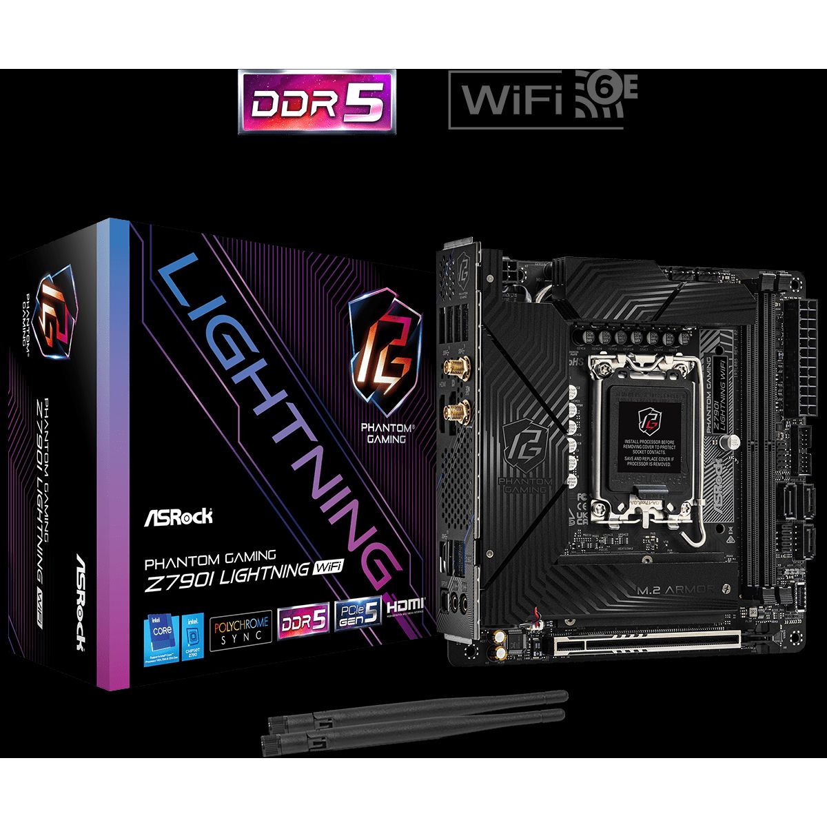 ASRock Phantom Gaming Z690I LIGHTNING WIFI Mini ITX LGA1700 sokkel Intel Z790 - Bundkort