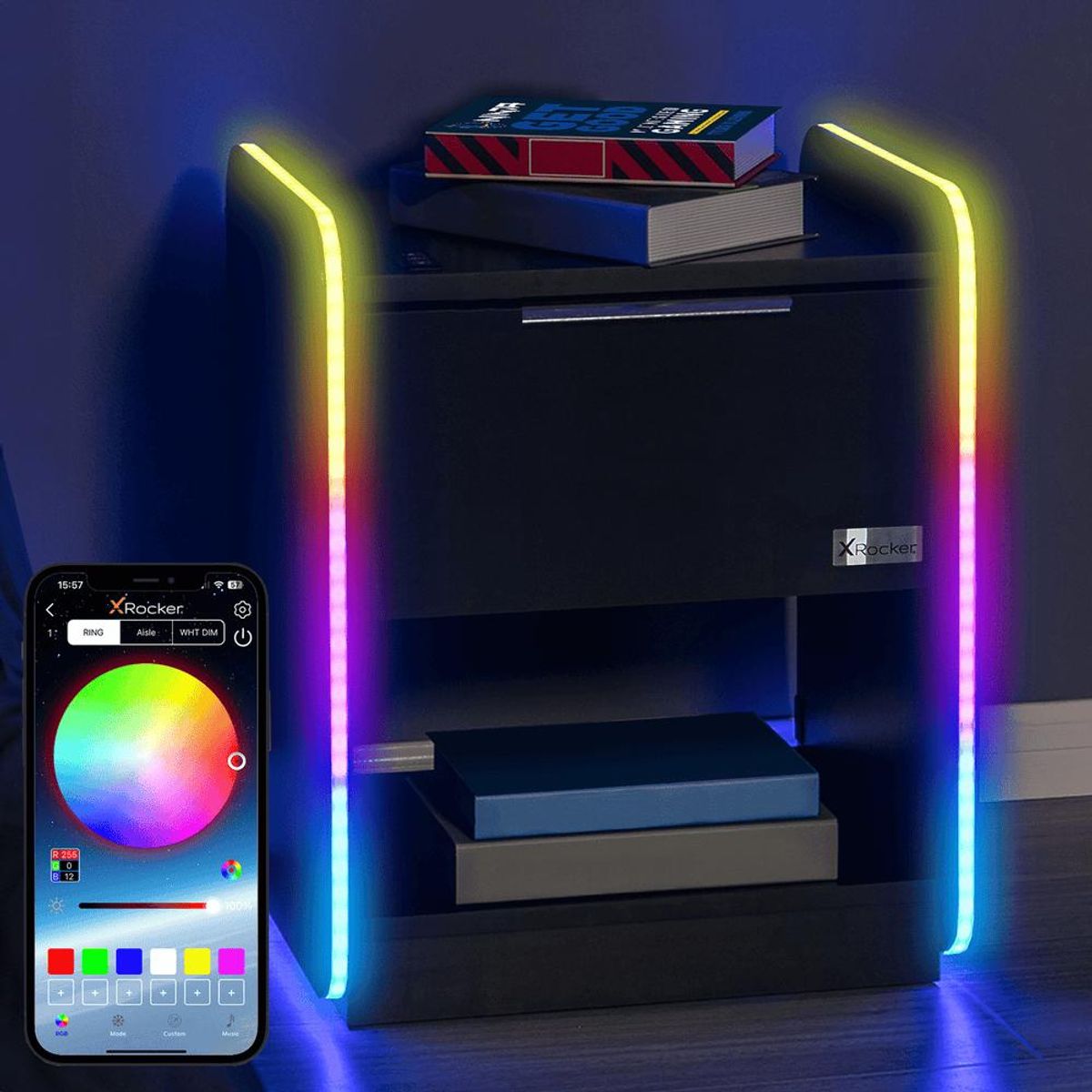 XROCKER ELECTRA BEDSIDE - BLACK WITH BLACK LED