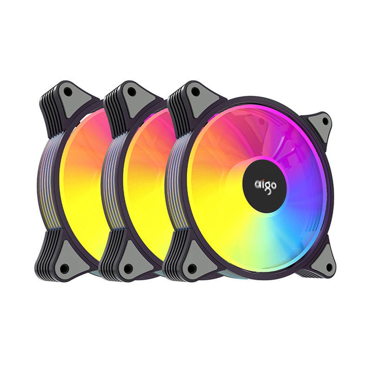 Computer Fan set 3in1 Aigo AR12 ARGB 120x120 (black)