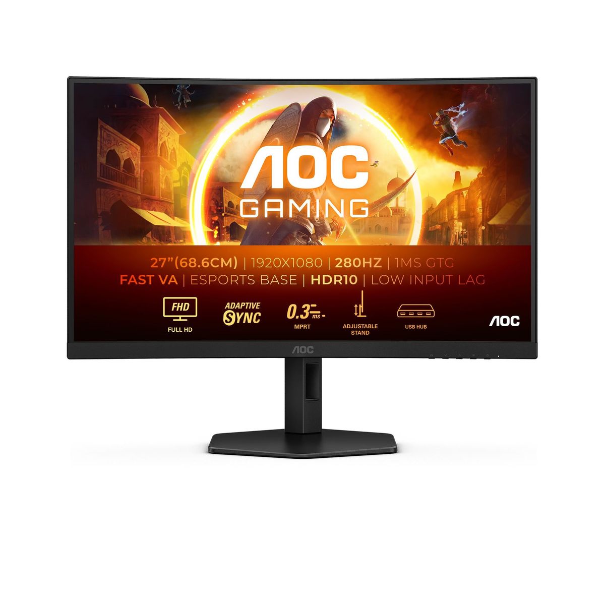 AOC Gaming C27G4ZXU 27" FHD Curved Skærm - 280Hz