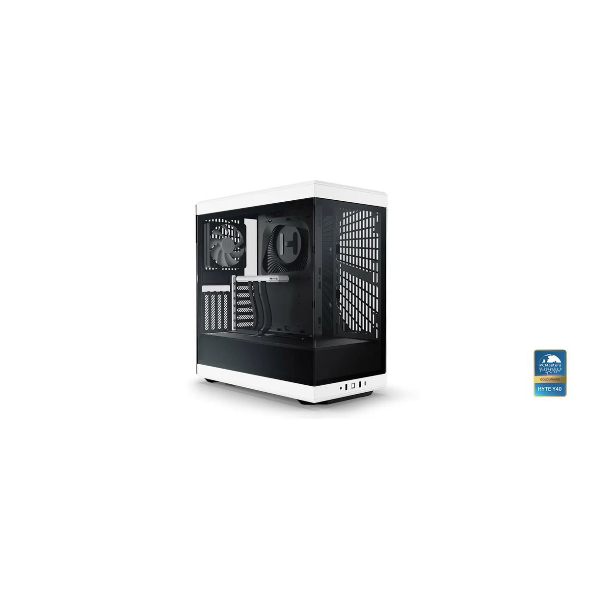 HYTE Y40 Black/White Miditower - Panoramic Glass Veil, included PCIe 4.0 riser cable, 2 included fans