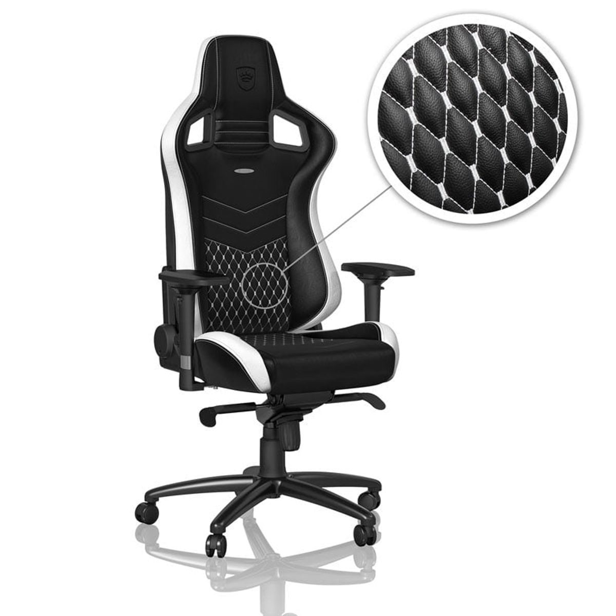 noblechairs EPIC Real Leather Sort/Hvid/Rød