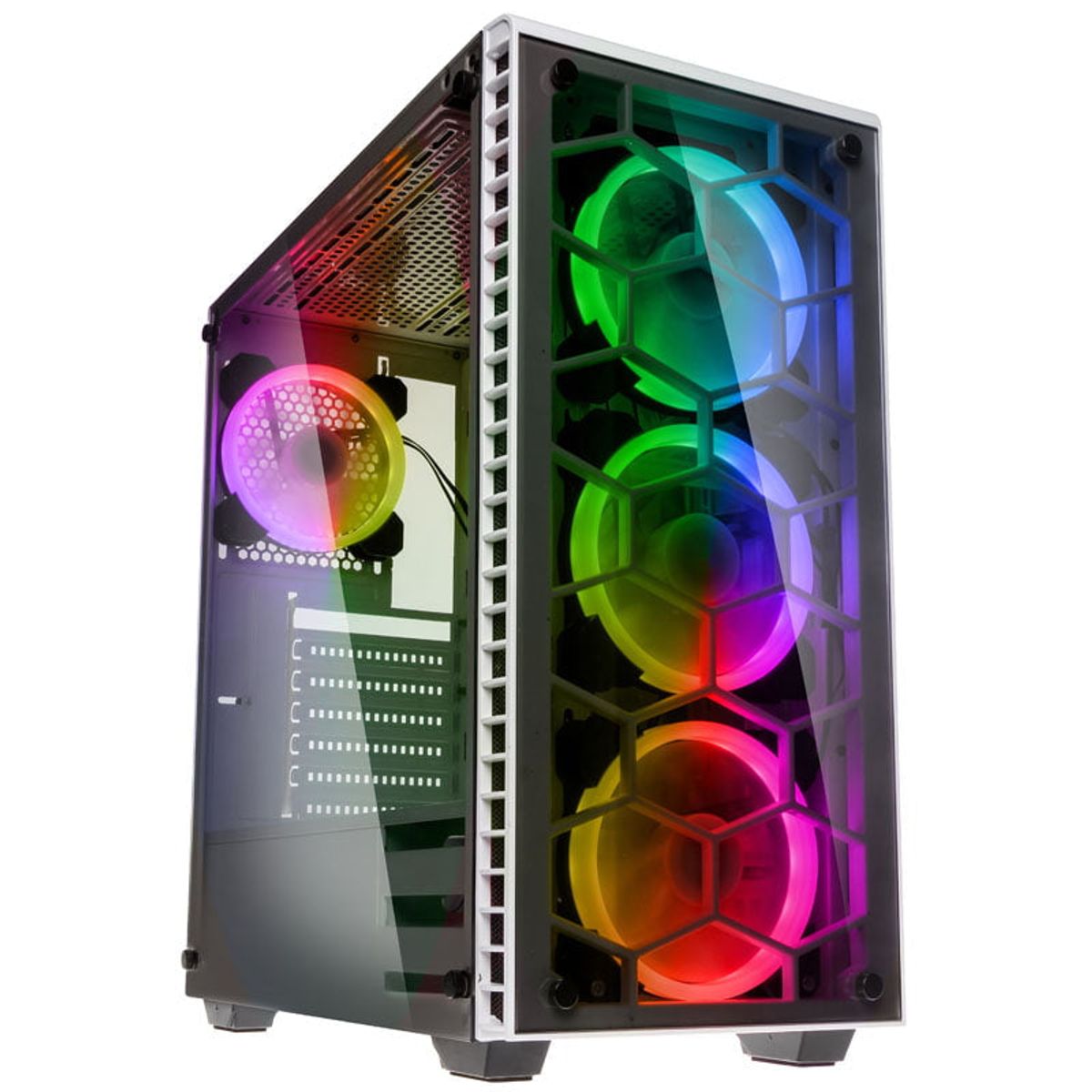 Kolink Observatory RGB Midi-Tower, Tempered Glass - White Window