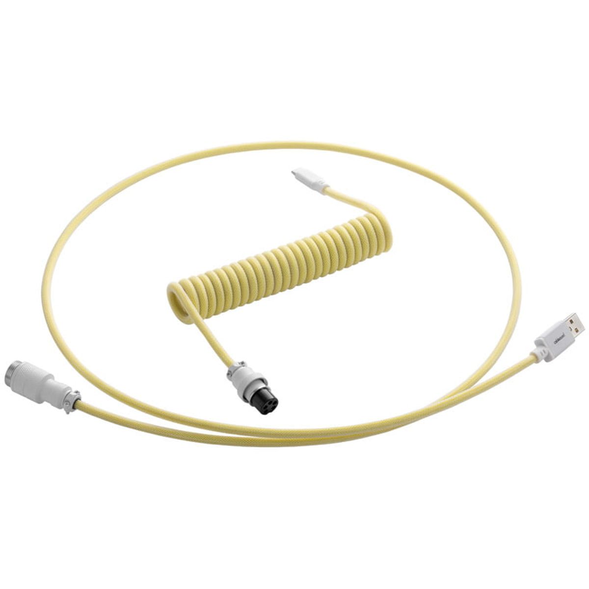 CableMod Pro Coiled Keyboard Cable USB A to USB Type C, Lemon Ice - 150cm