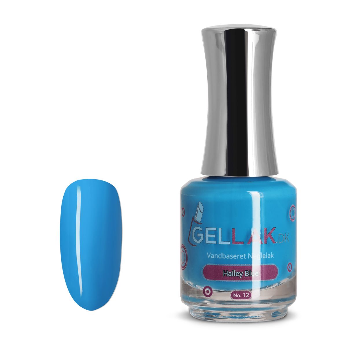 Blå Vandbaseret Neglelak | "Hailey Blue" No. 12 | 15 ml | Gellak.dk