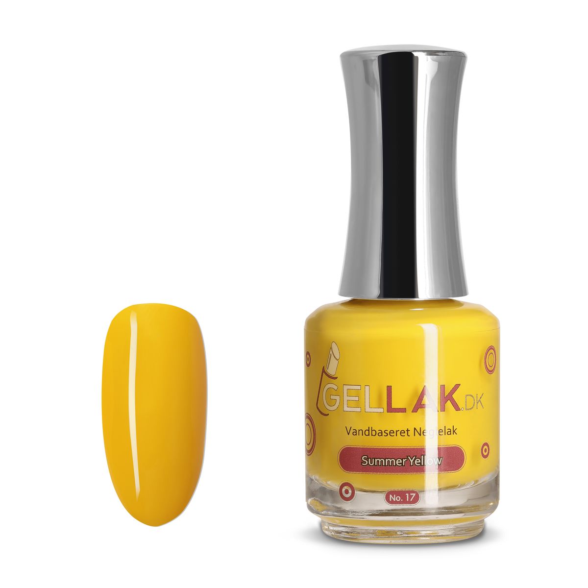 Gul Vandbaseret Neglelak | "Summer Yellow" No. 17 | 15 ml | Gellak.dk