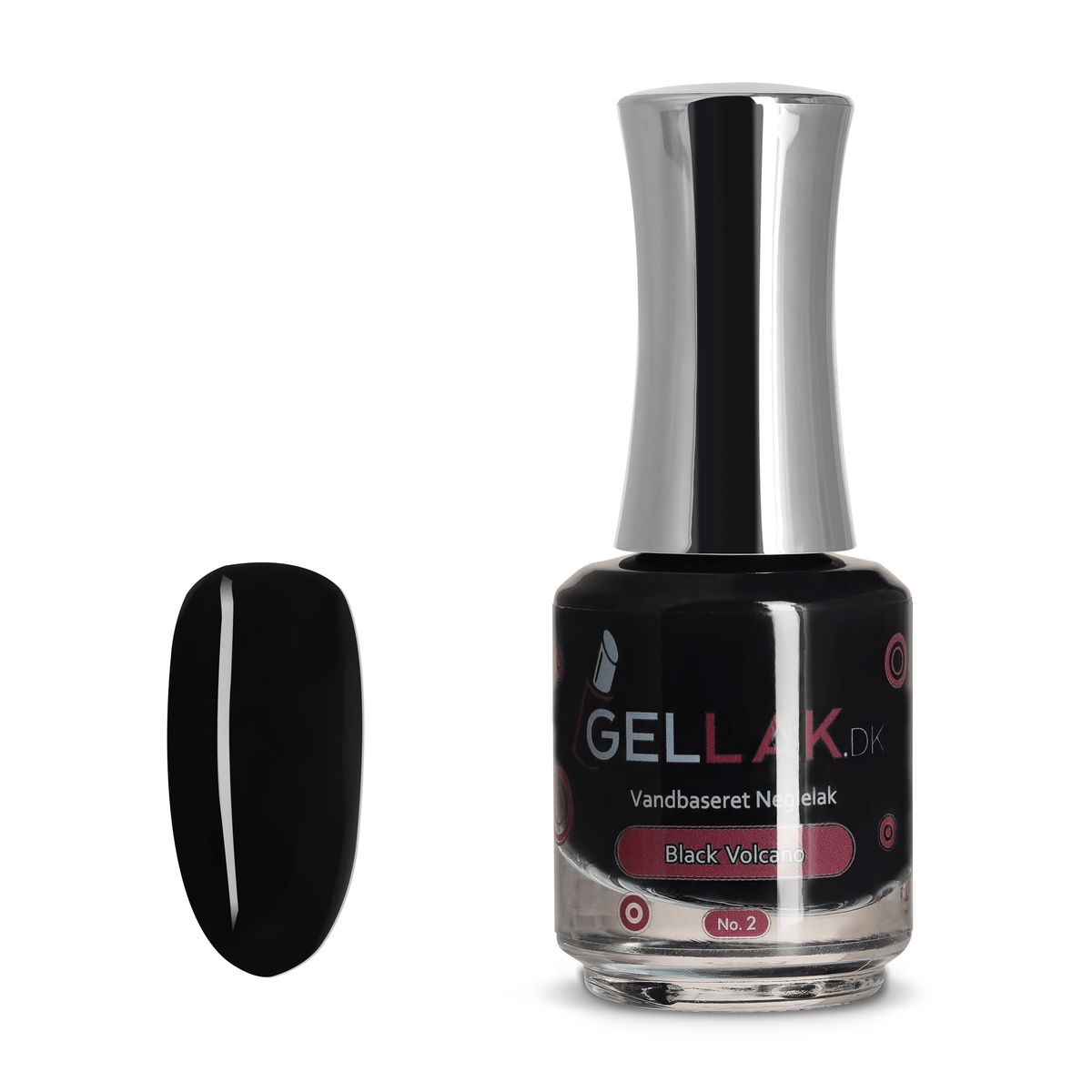 Sort Vandbaseret Neglelak | "Black Volcano" No. 2 | 15 ml | Gellak.dk