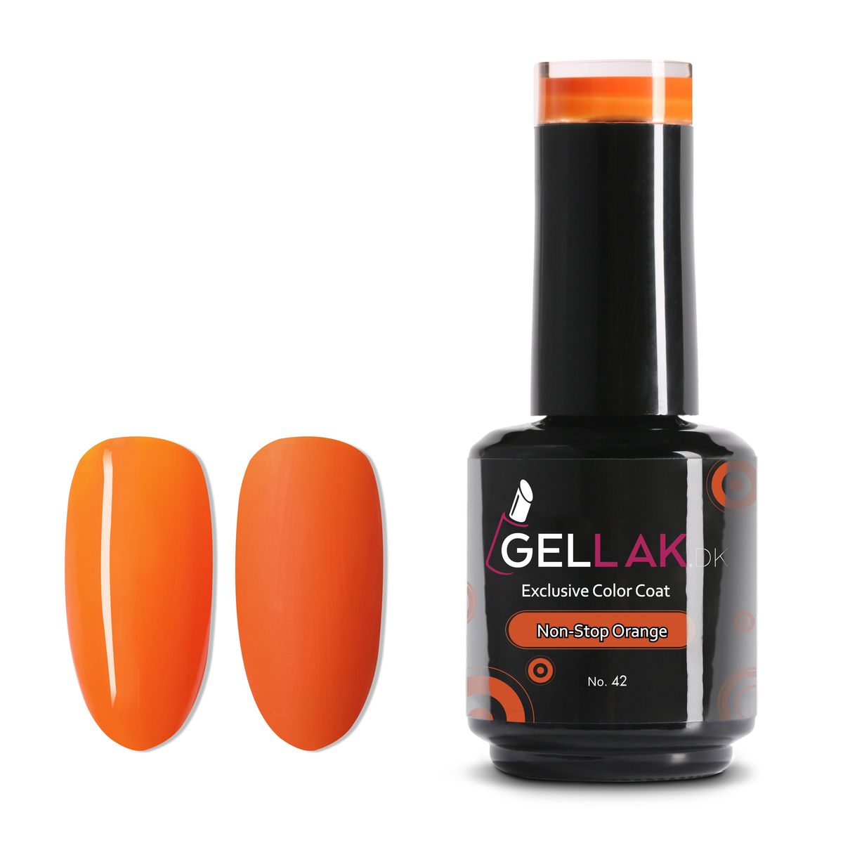 Gel Neglelak Neon Orange | 15 ml | Non-Stop Orange No. 42 | Gellak.dk