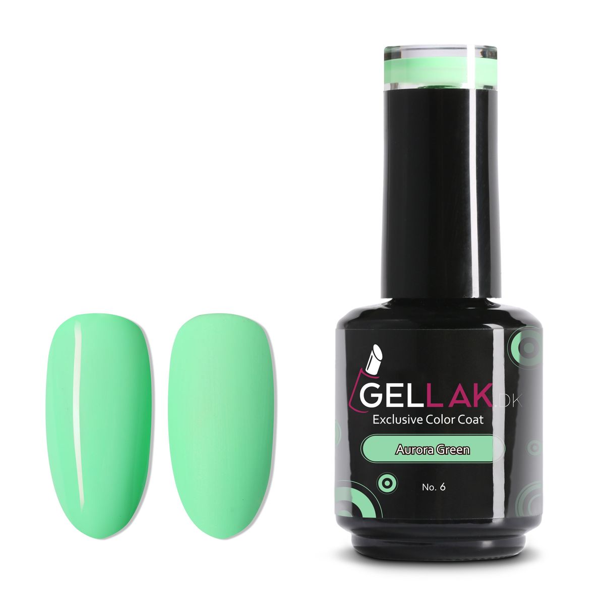 Gel Neglelak Mintgrøn | 15 ml | Aurora Green No. 6 | Gellak.dk