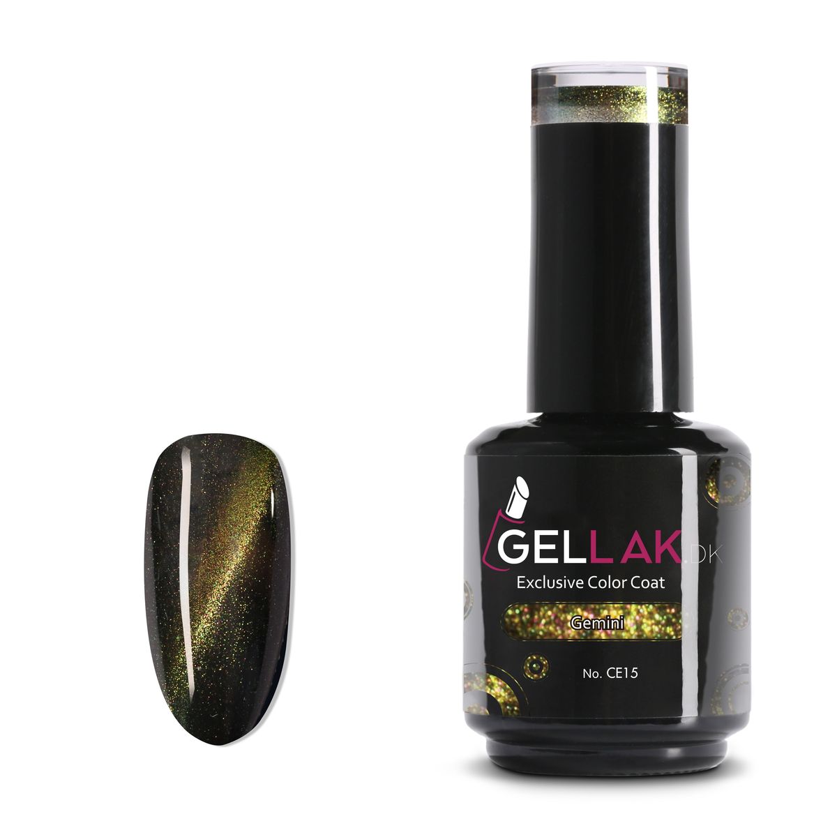 Gel Neglelak Cat Eye Gul | 15 ml | Gemini No. CE15 | Gellak.dk