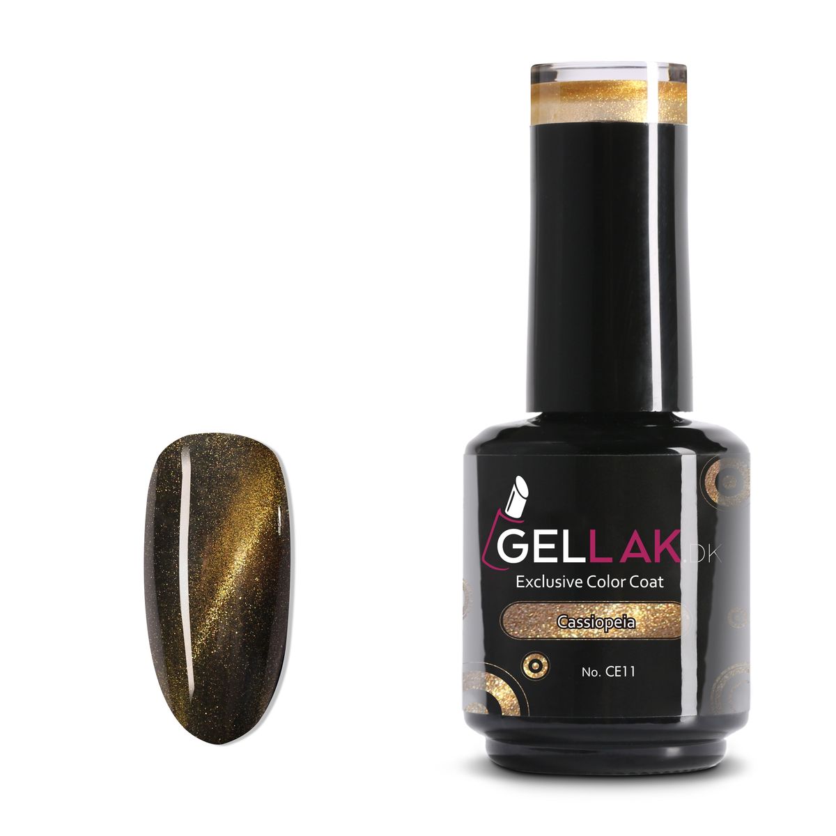 Gel Neglelak Cat Eye Guld | 15 ml | Cassiopeia No. CE11 | Gellak.dk