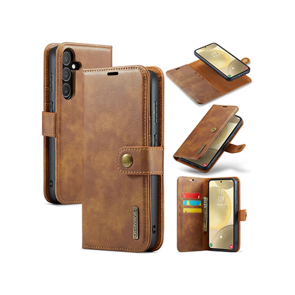 Samsung Galaxy S24 Plus - DG.MING&trade; Vintage 2-In-1 Læder Etui M. Cover - Brun