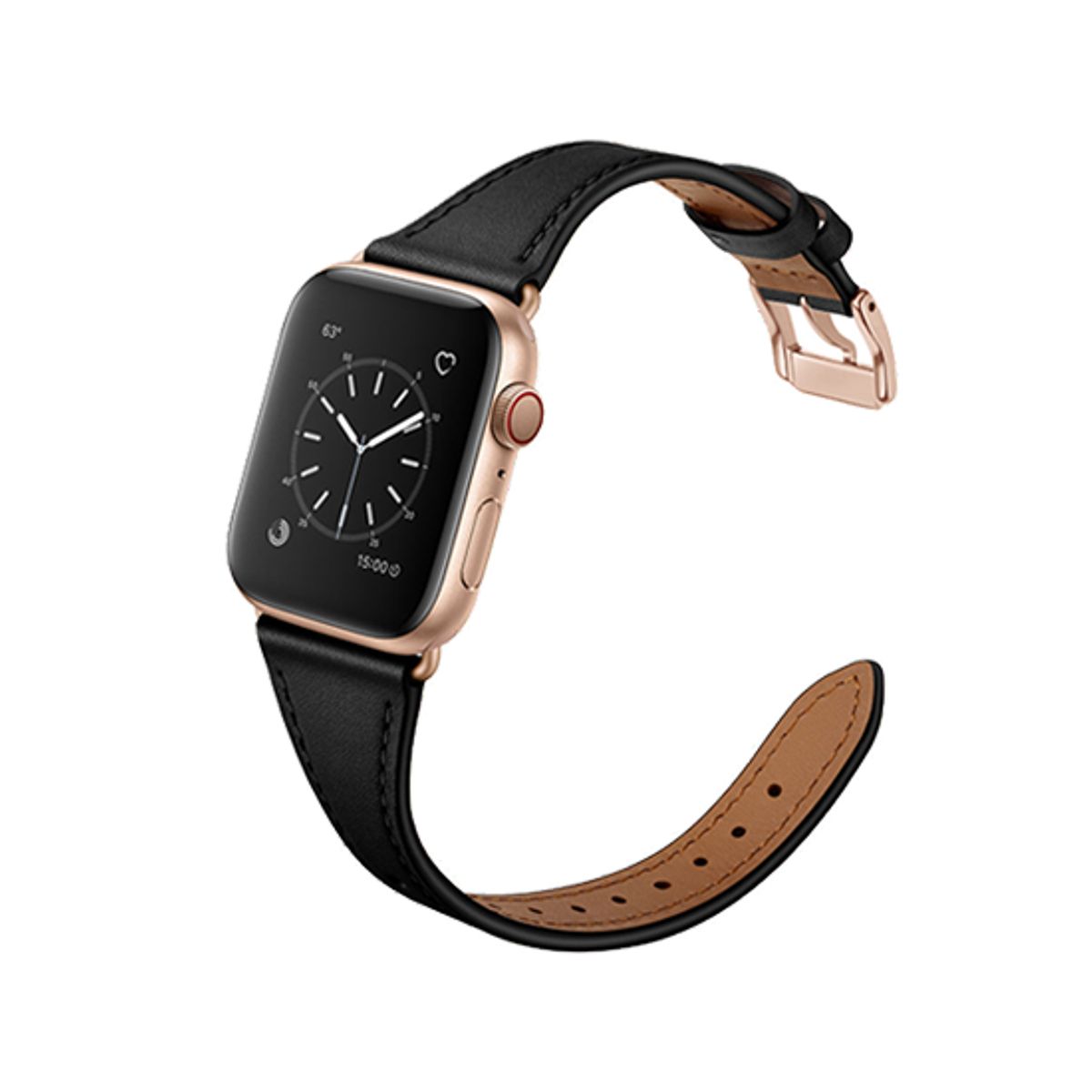 Apple Watch (42/44/SE/45/46/49mm) - L'Empiri&trade; Thin Ægte Læder Rem - Mat Sort