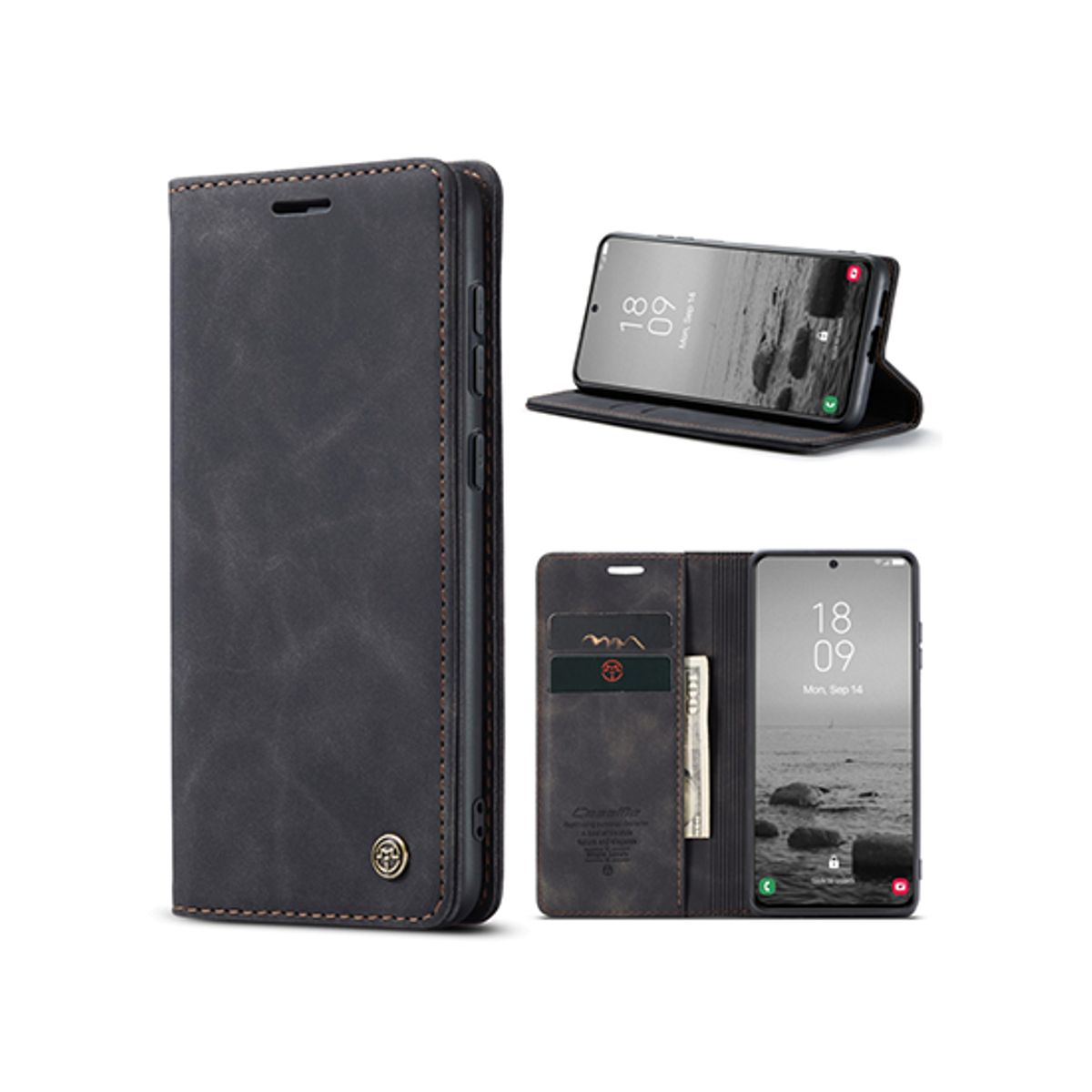 Samsung Galaxy S23+ - CaseMe&trade; Noble Læder Etui / Pung - Sort