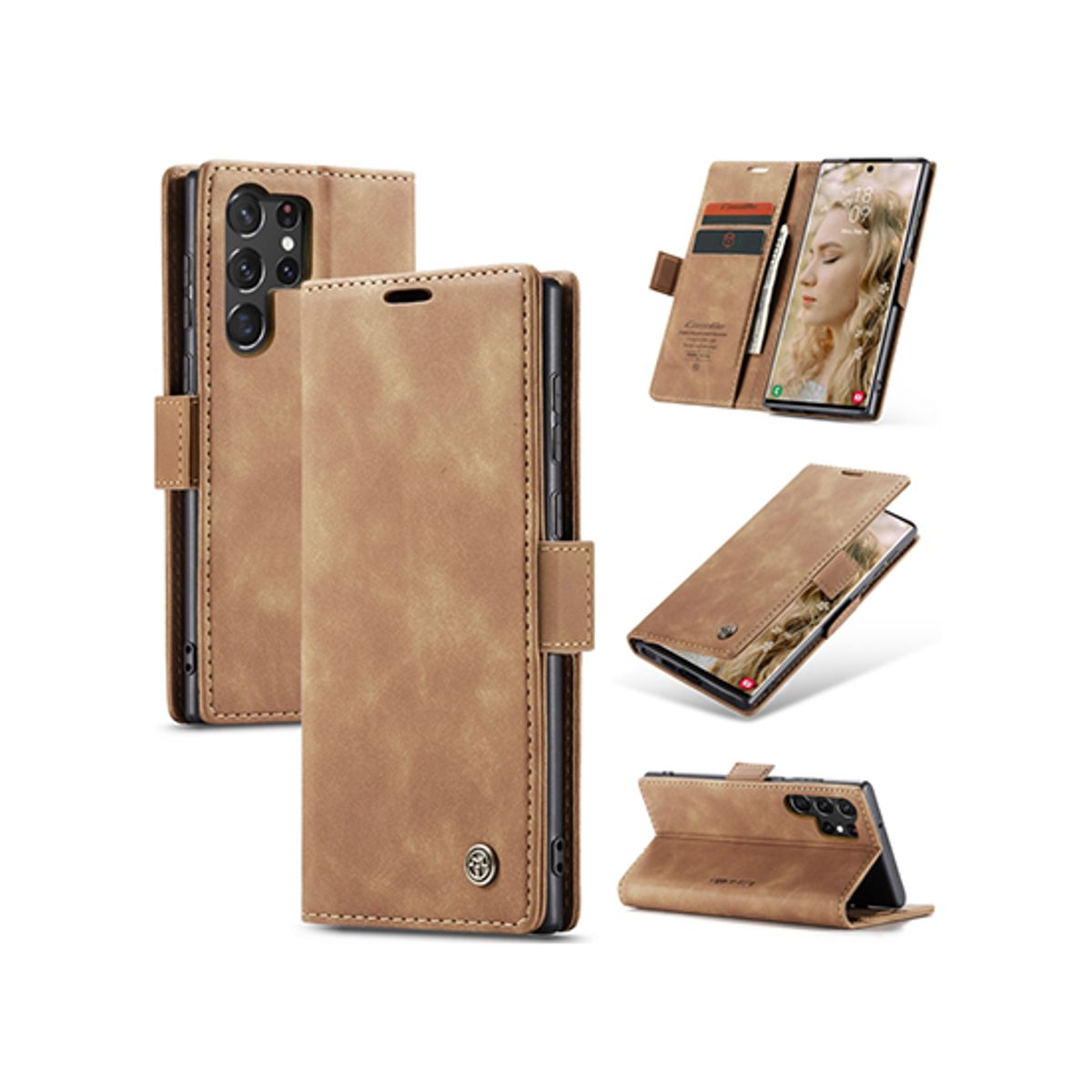 Samsung Galaxy S24 Ultra - CaseMe&trade; Noble Læder Etui / Pung - Brun