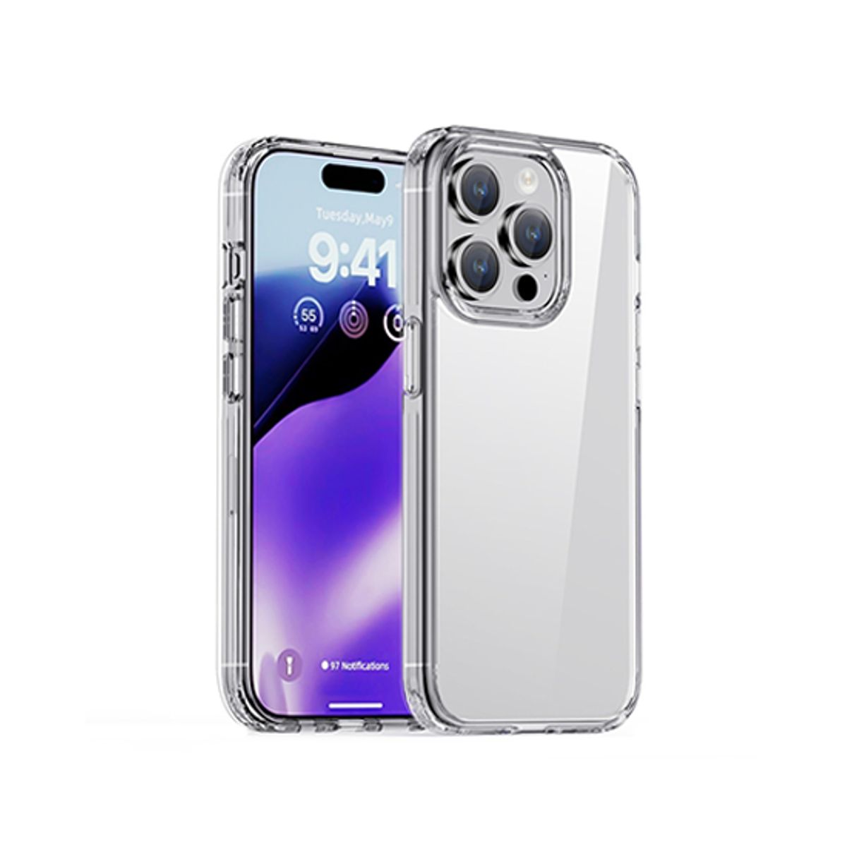 iPhone 15 Pro Max - iPAKY&trade; Hybrid Silikone Cover - Gennemsigtig