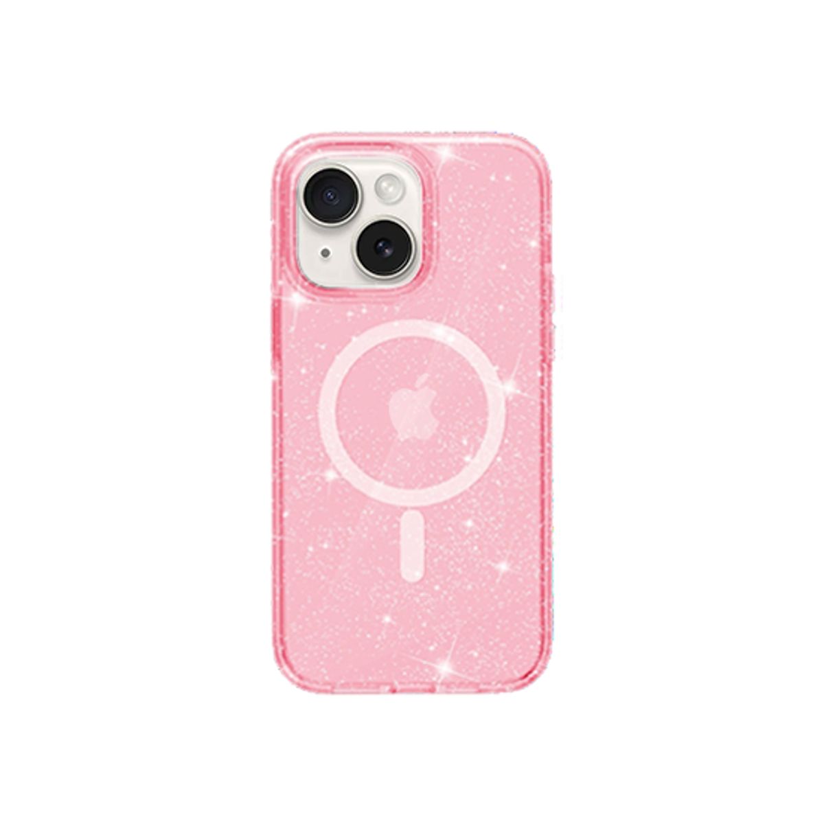 iPhone 15 Plus - DeLX&trade; Glitter Silikone Cover M. MagSafe - Pink