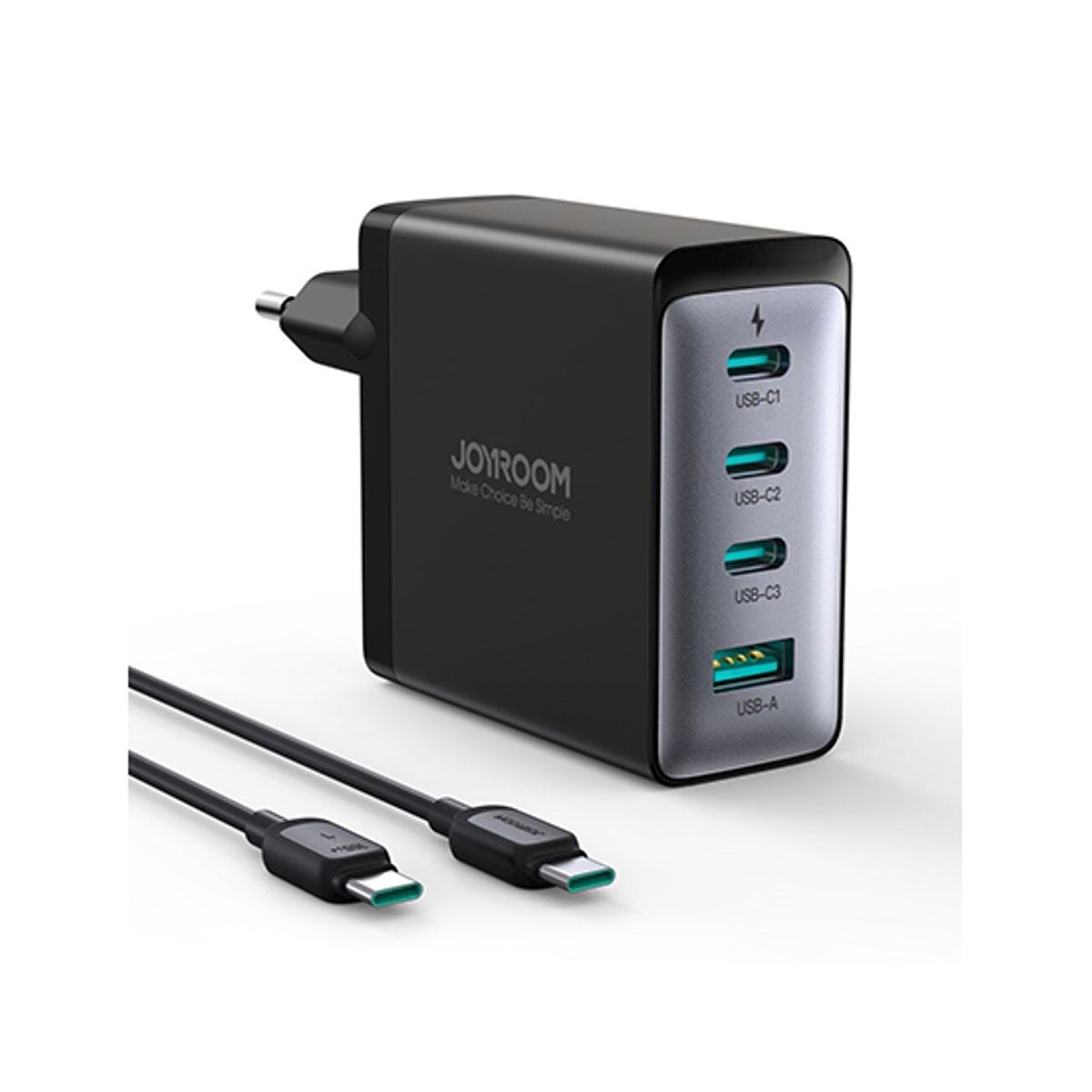 JOYROOM&trade; | 4-i-1 Vægoplader 100W M. (USB-C til USB-C-kabel)