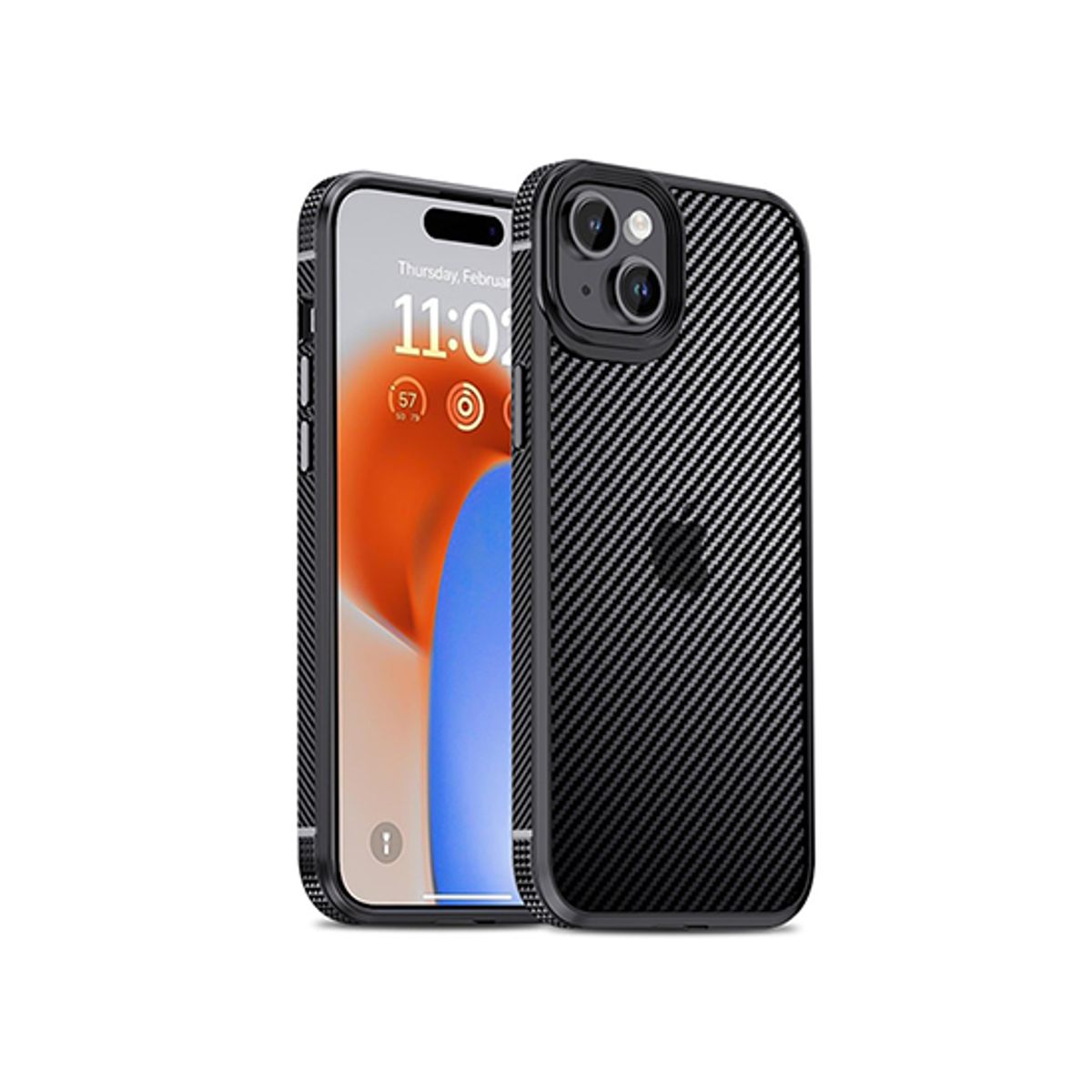 iPhone 15 - iPAKY&trade; Full Carbon Stødsikkert Cover - Sort