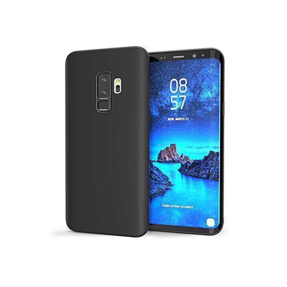 Samsung Galaxy S9+ (Plus) - Novo Frosted Matte Slim Silikone Cover - Sort