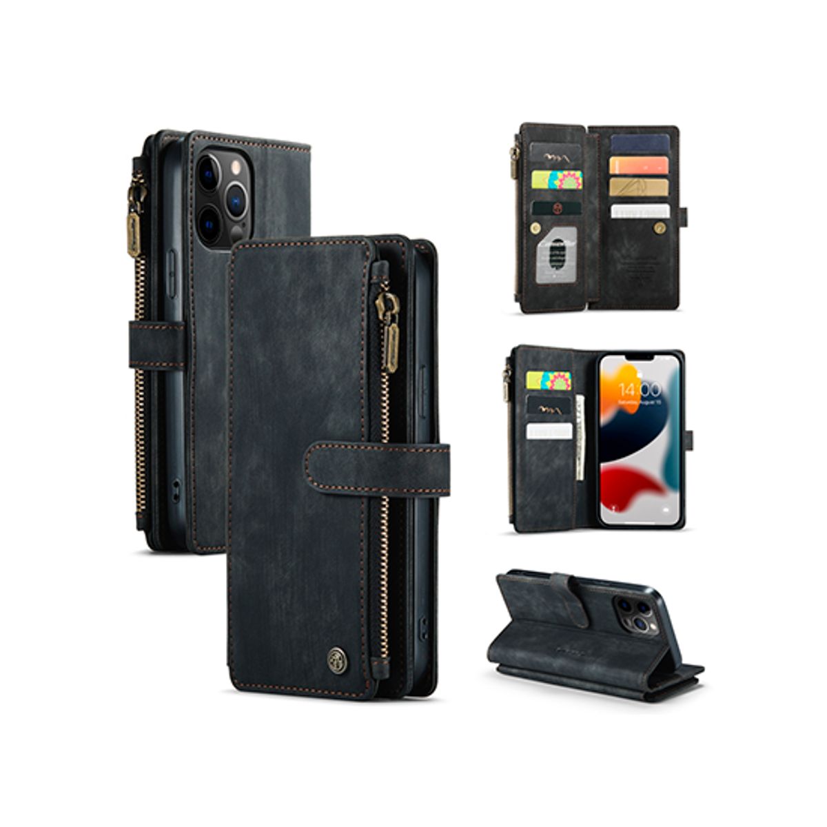 iPhone 11 Pro - CaseMe&trade; Multifunktionel Læder Etui / Pung - Sort