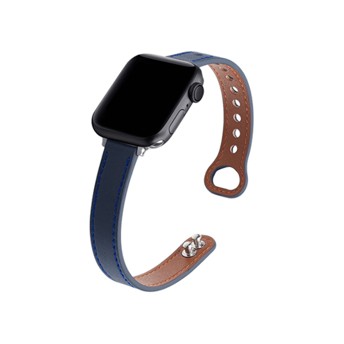 Apple Watch (38/40/SE/41/42mm) - ADENA&trade; Classic Læder Urrem - Blå