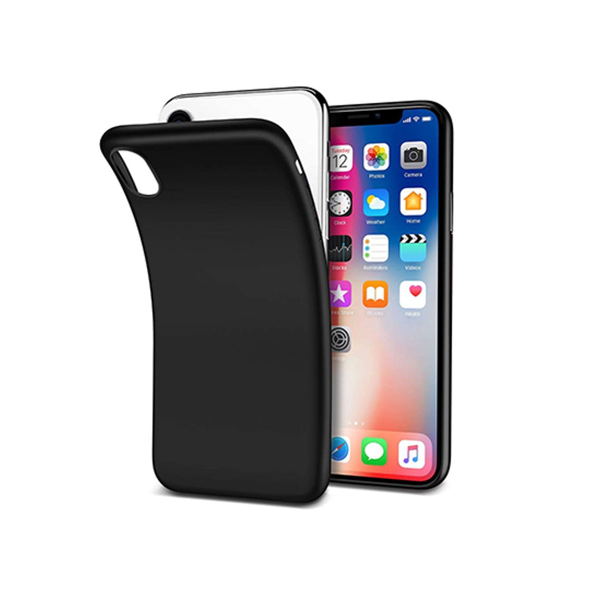 iPhone X/Xs - PRO+ Design Mat Slim Silikone Cover - Sort